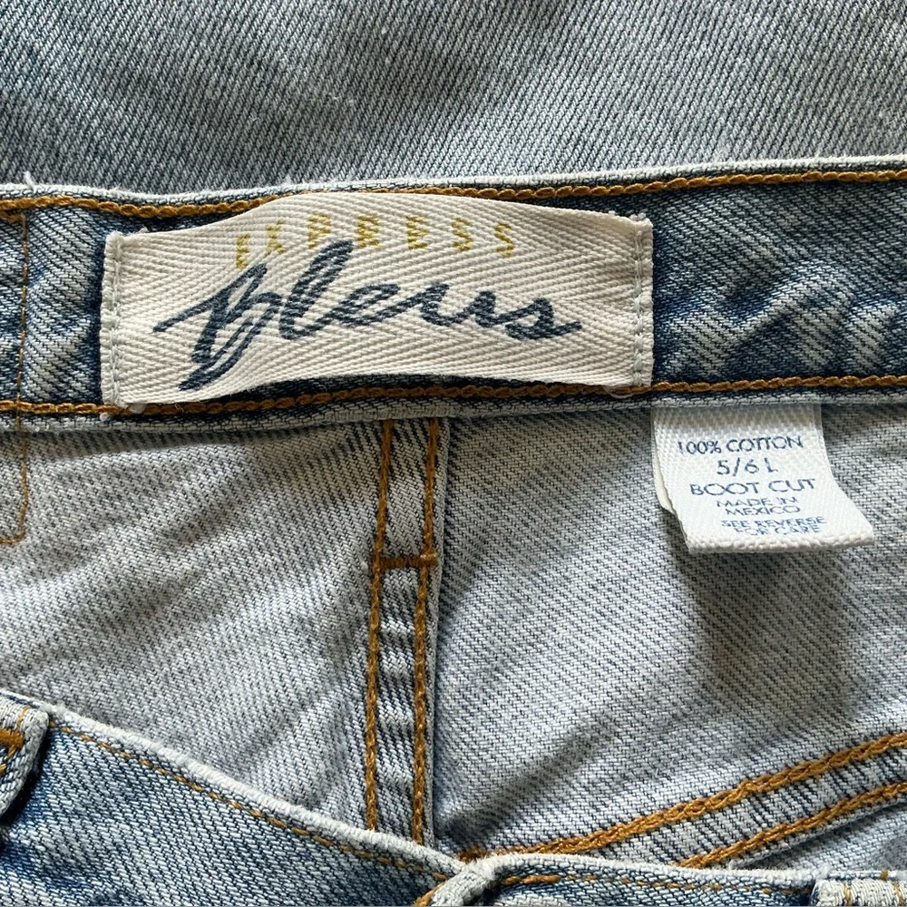 Vintage 90s High Waisted Bootcut Jeans Light Wash Denim Express Bleus 5/6 Long
